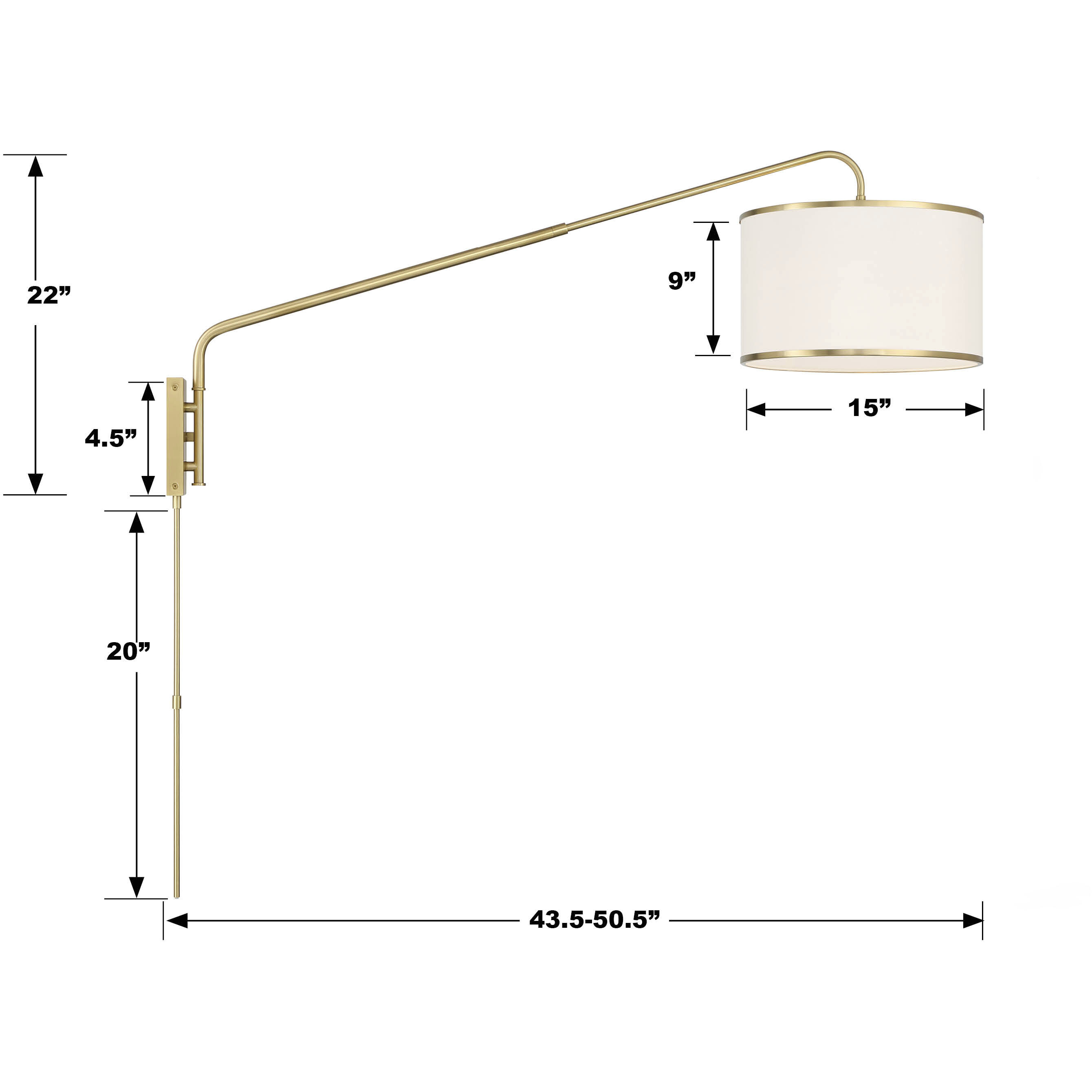 Mallory 50.5 inch 60.00 watt Soft Brass Task Sconce Wall Light