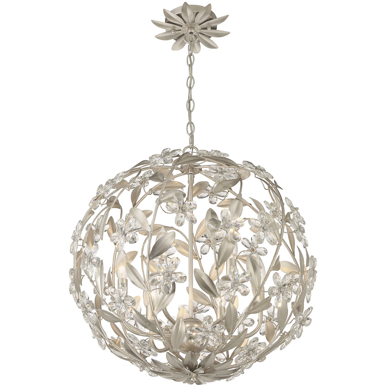 Marselle 6 Light 22 inch Antique Silver Chandelier Ceiling Light