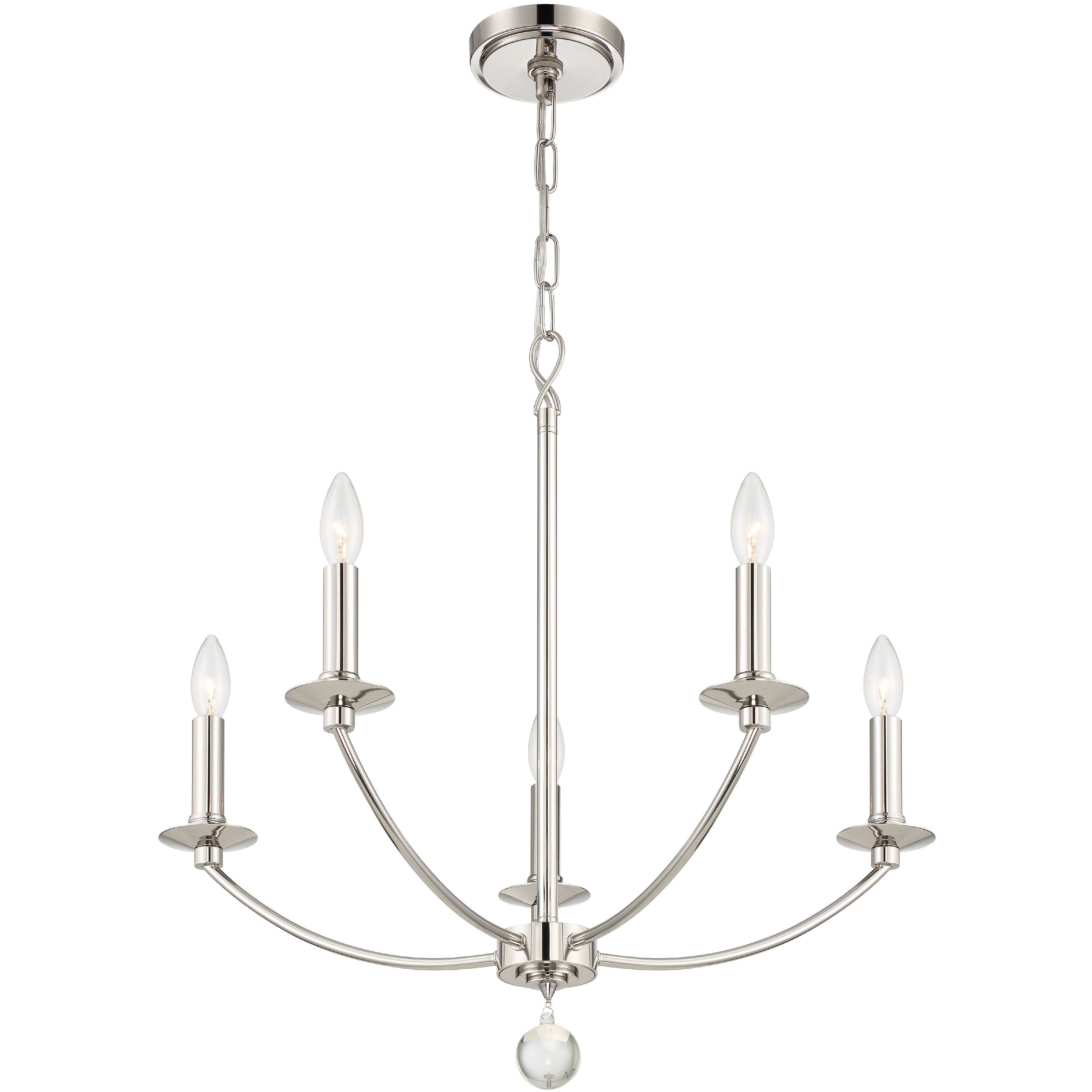Mila 5 Light 23 inch Polished Nickel Chandelier Ceiling Light