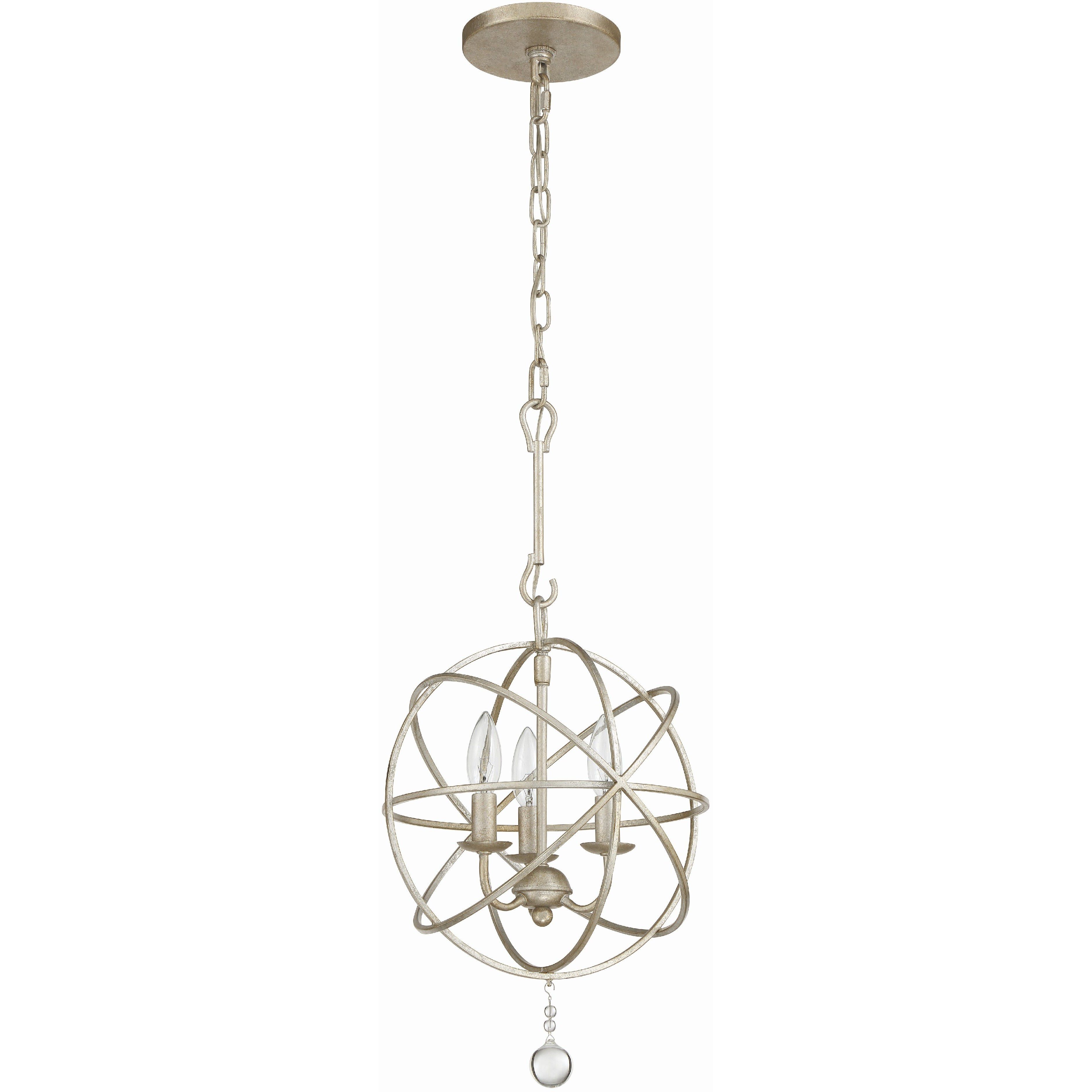 Solaris 3 Light 12.5 inch Olde Silver Mini Chandelier Ceiling Light