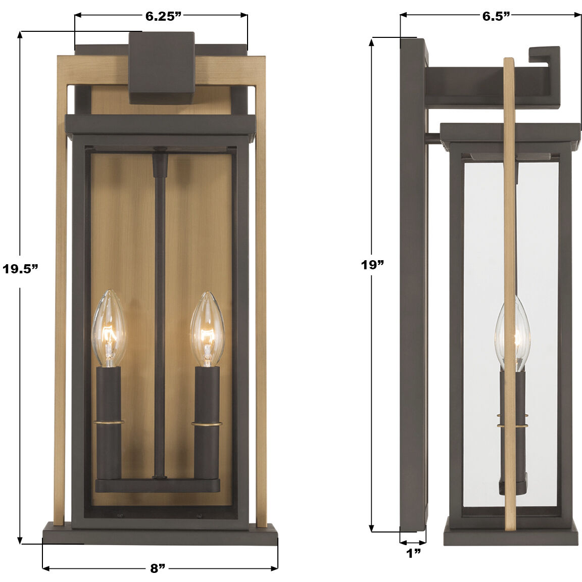 Lendel 2 Light 19.5 inch Twilight Bronze and Textured Gold Outdoor Sconce
