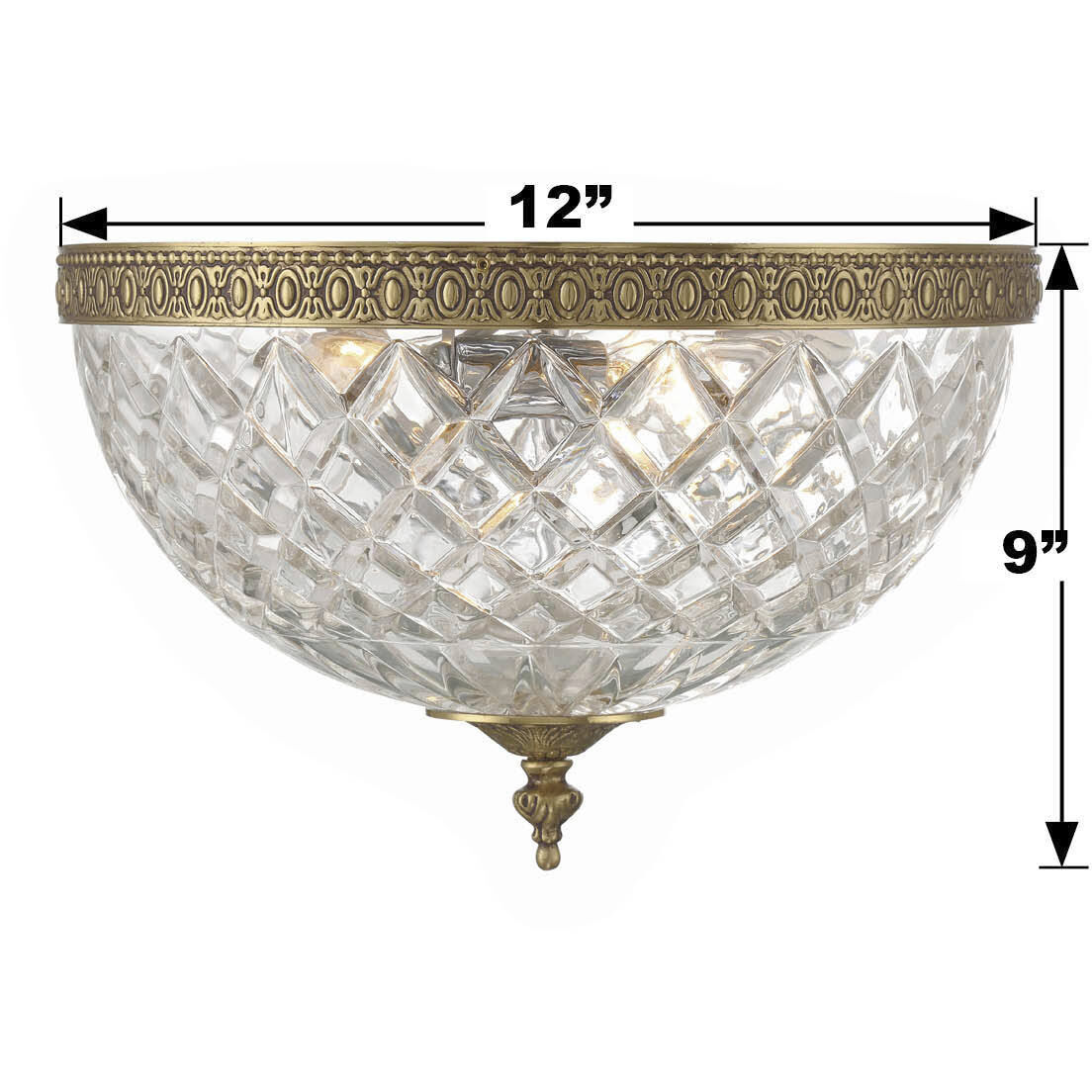 Westbury 3 Light 12 inch Olde Brass Flush Ceiling Light