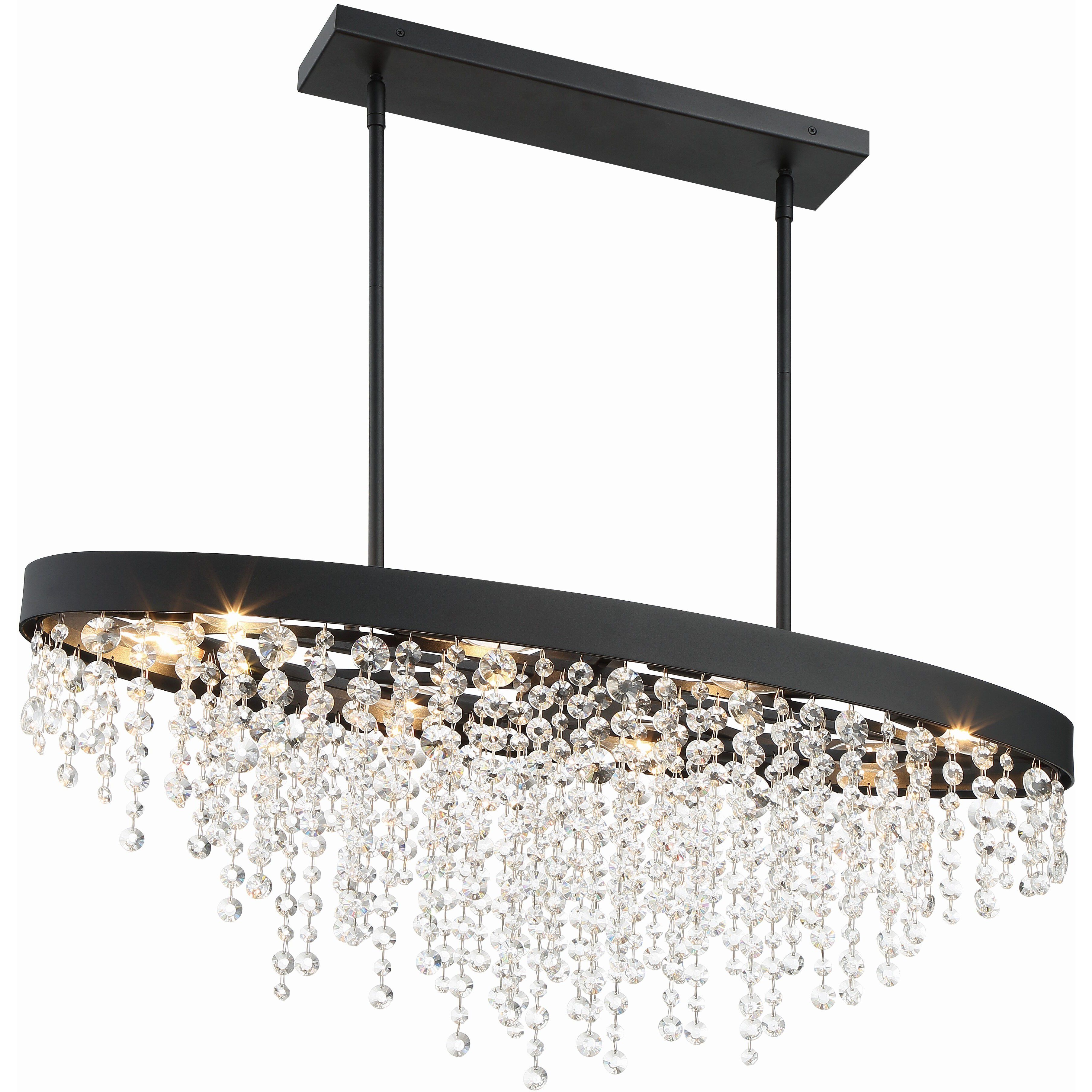 Winham 8 Light 36 inch Black Forged Linear Chandelier Ceiling Light