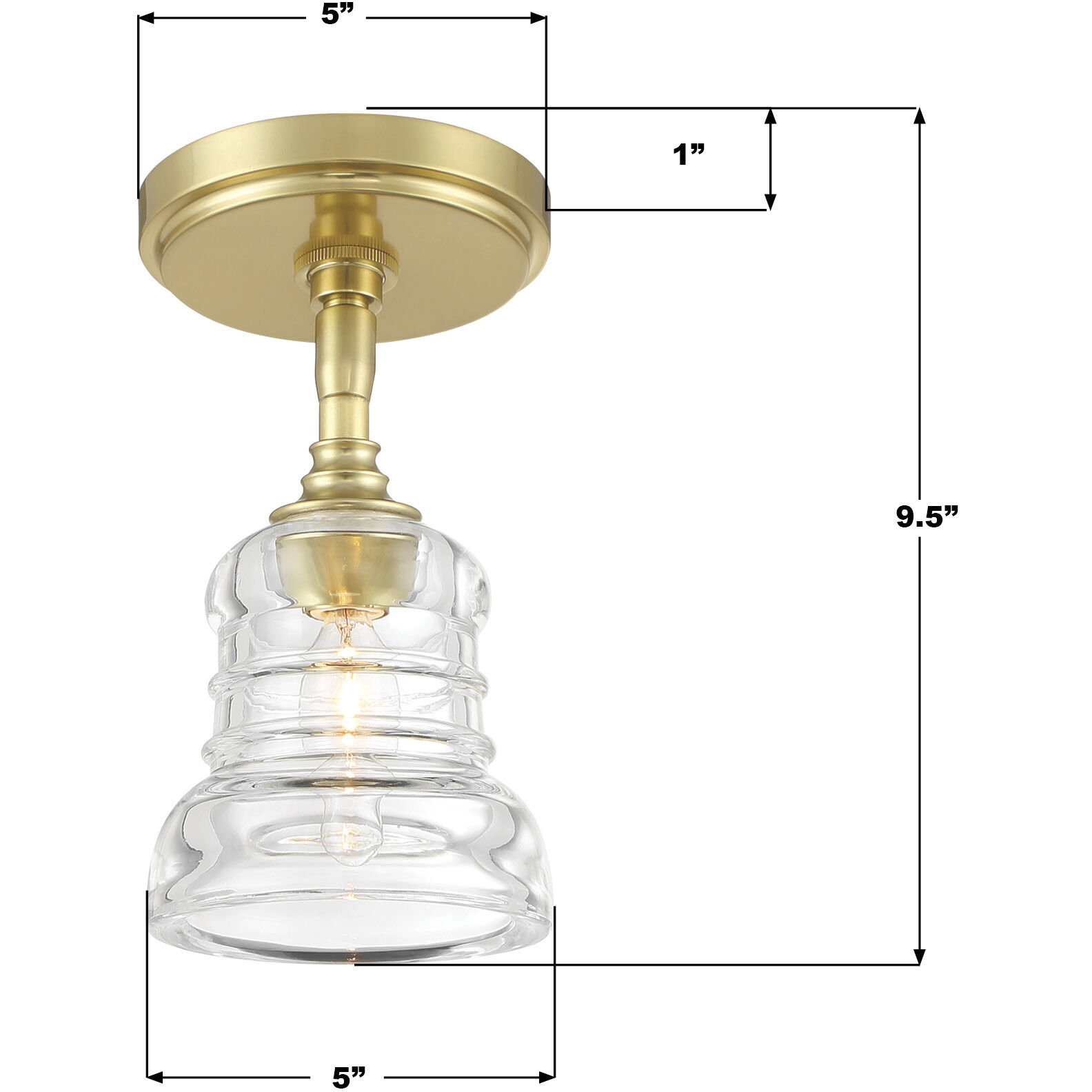 Gregory 1 Light 5 inch Aged Brass Semi Flush Ceiling Light