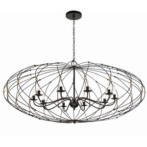 Zucca 10 Light 58 inch English Bronze and Antique Gold Chandelier Ceiling Light