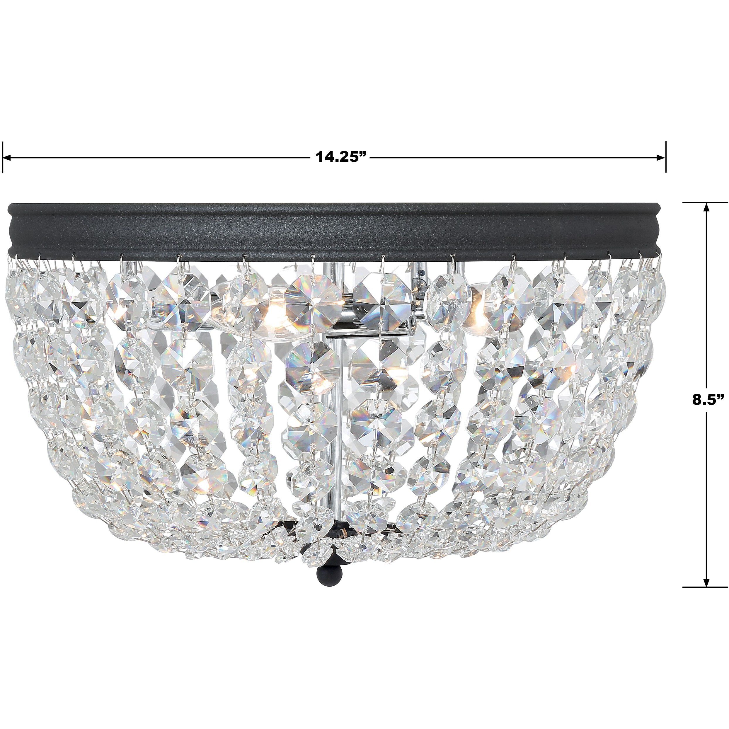 Nola 3 Light 14.25 inch Black Forged Flush Ceiling Light