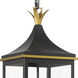 Simpson 3 Light 10 inch Matte Black and Textured Gold Outdoor Pendant