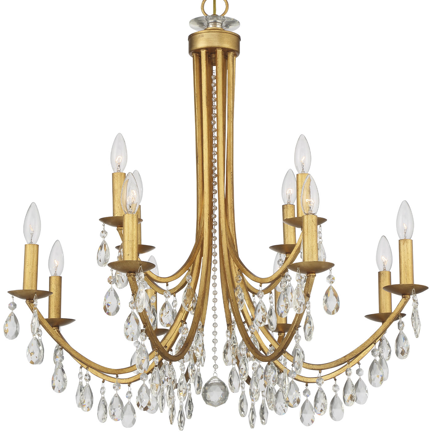 Bridgehampton 12 Light 32 inch Antique Gold Chandelier Ceiling Light in Clear Hand Cut