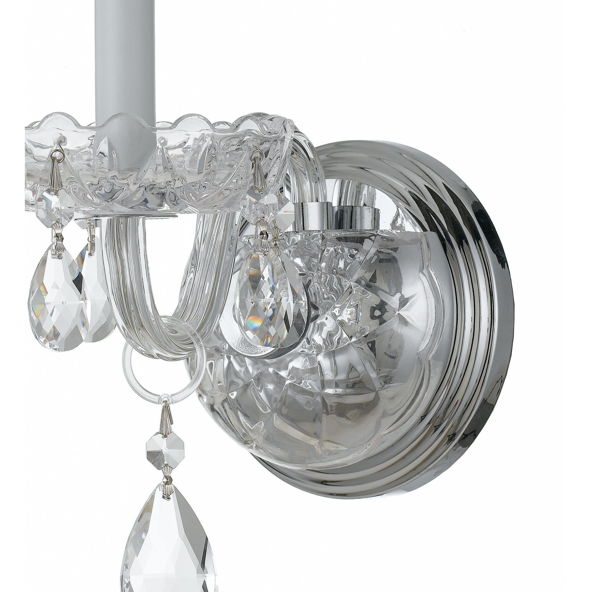 Traditional Crystal Sconce Wall Light in Clear Swarovski Strass, Polished Chrome
