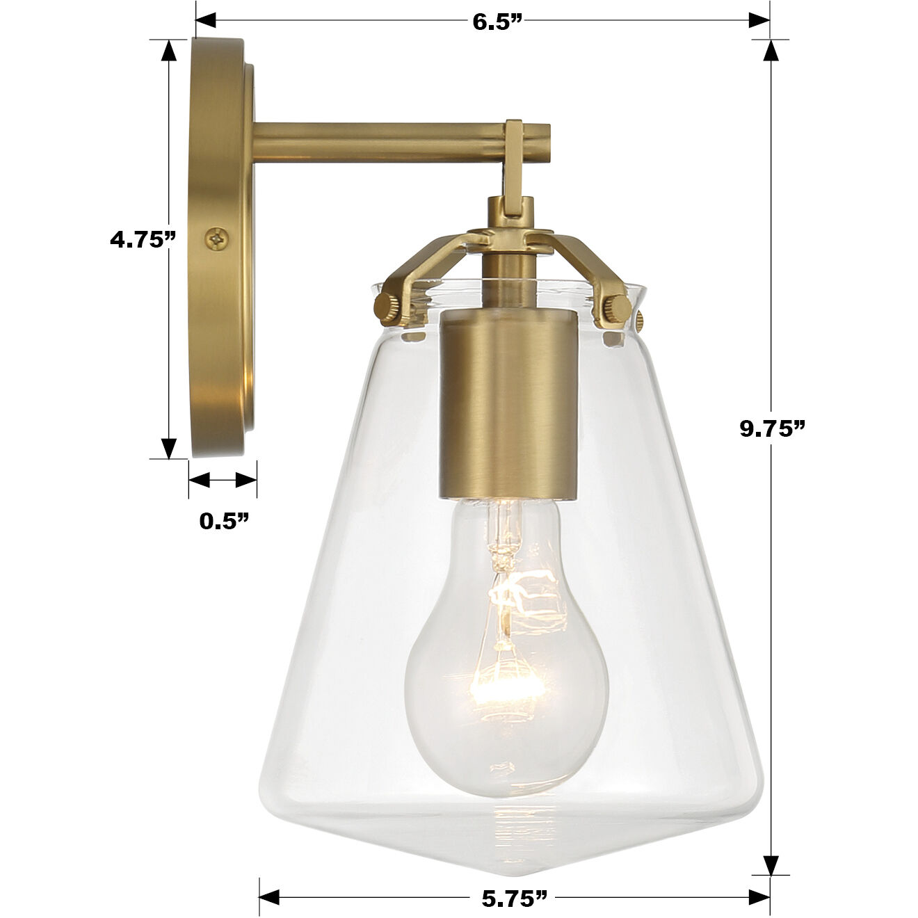 Voss 1 Light 5.75 inch Luxe Gold Sconce Wall Light