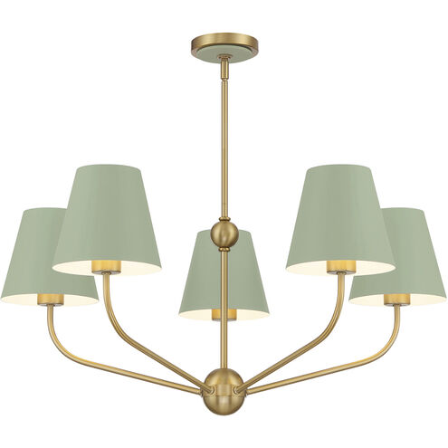 Xavier 5 Light 28 inch Vibrant Gold and Green Chandelier Ceiling Light