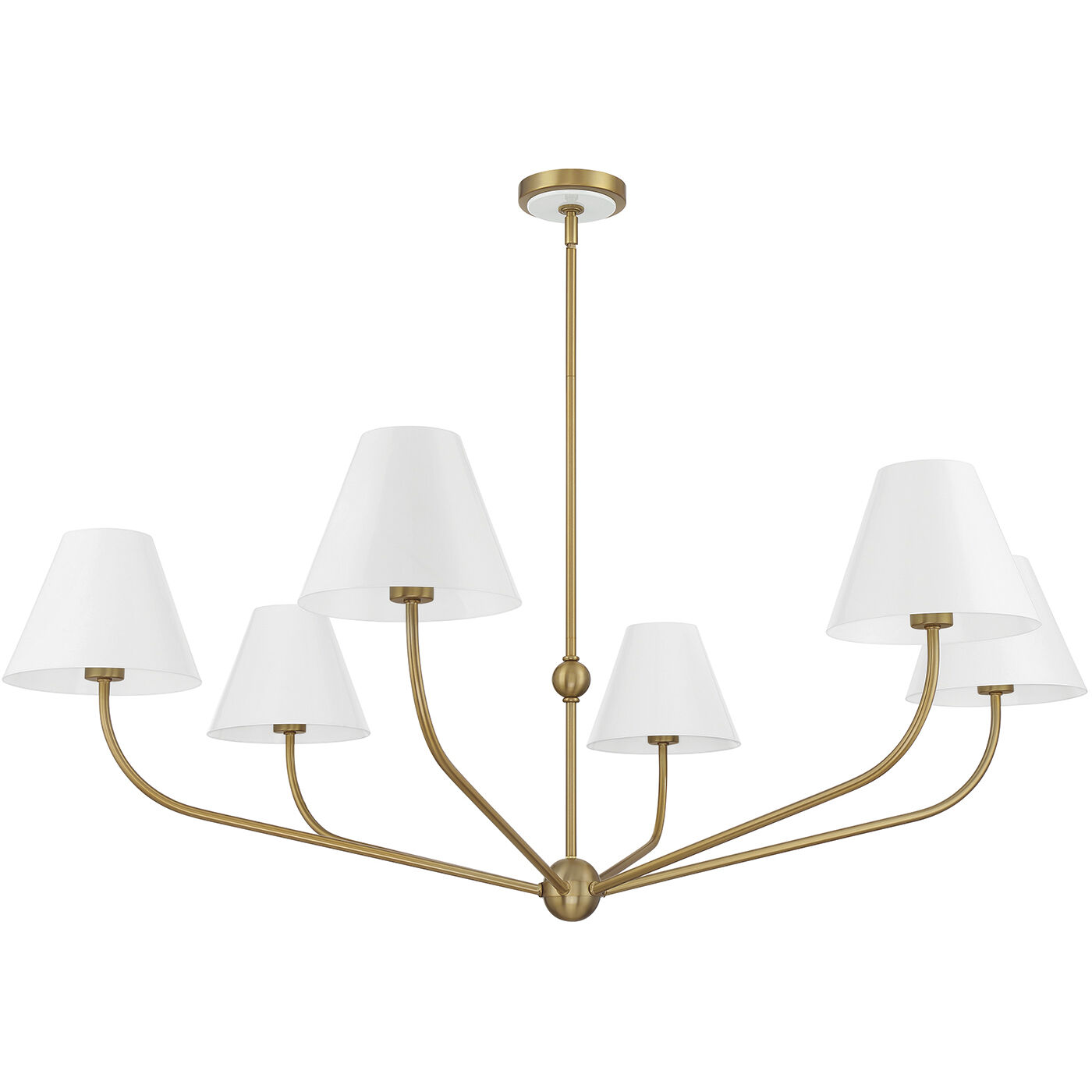 Xavier 6 Light 48 inch Vibrant Gold and White Chandelier Ceiling Light