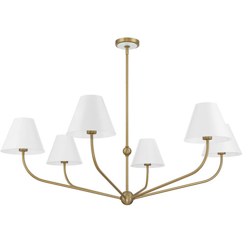 Xavier 6 Light 48 inch Vibrant Gold and White Chandelier Ceiling Light