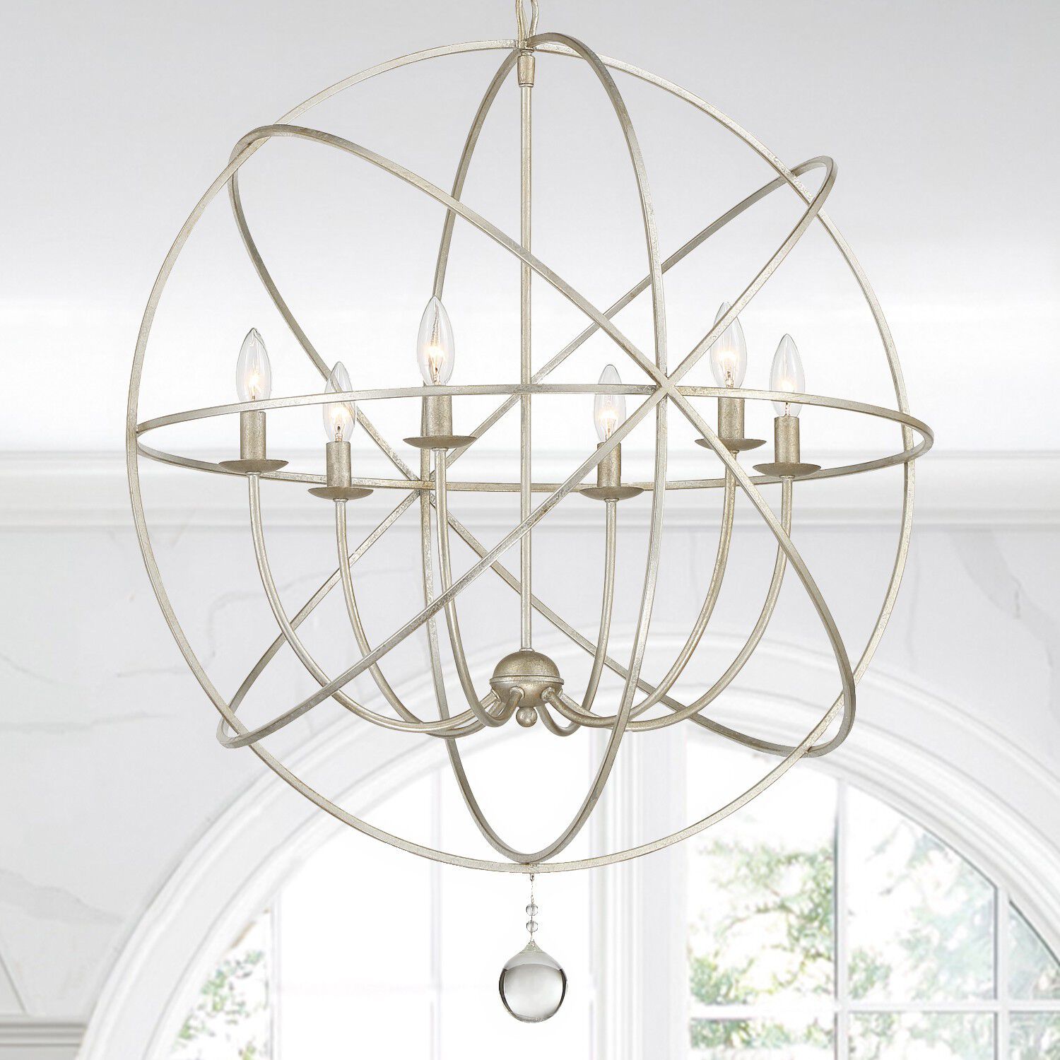 Solaris 6 Light 28.5 inch Olde Silver Chandelier Ceiling Light