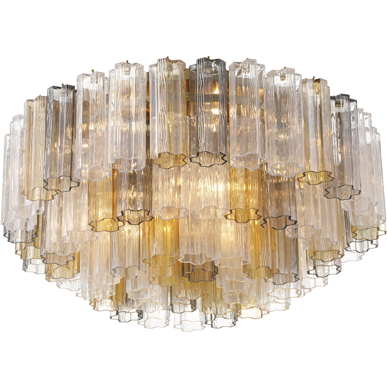 Addis 16 Light 32 inch Aged Brass Flush Mount Ceiling Light in Tronchi Glass Autumn