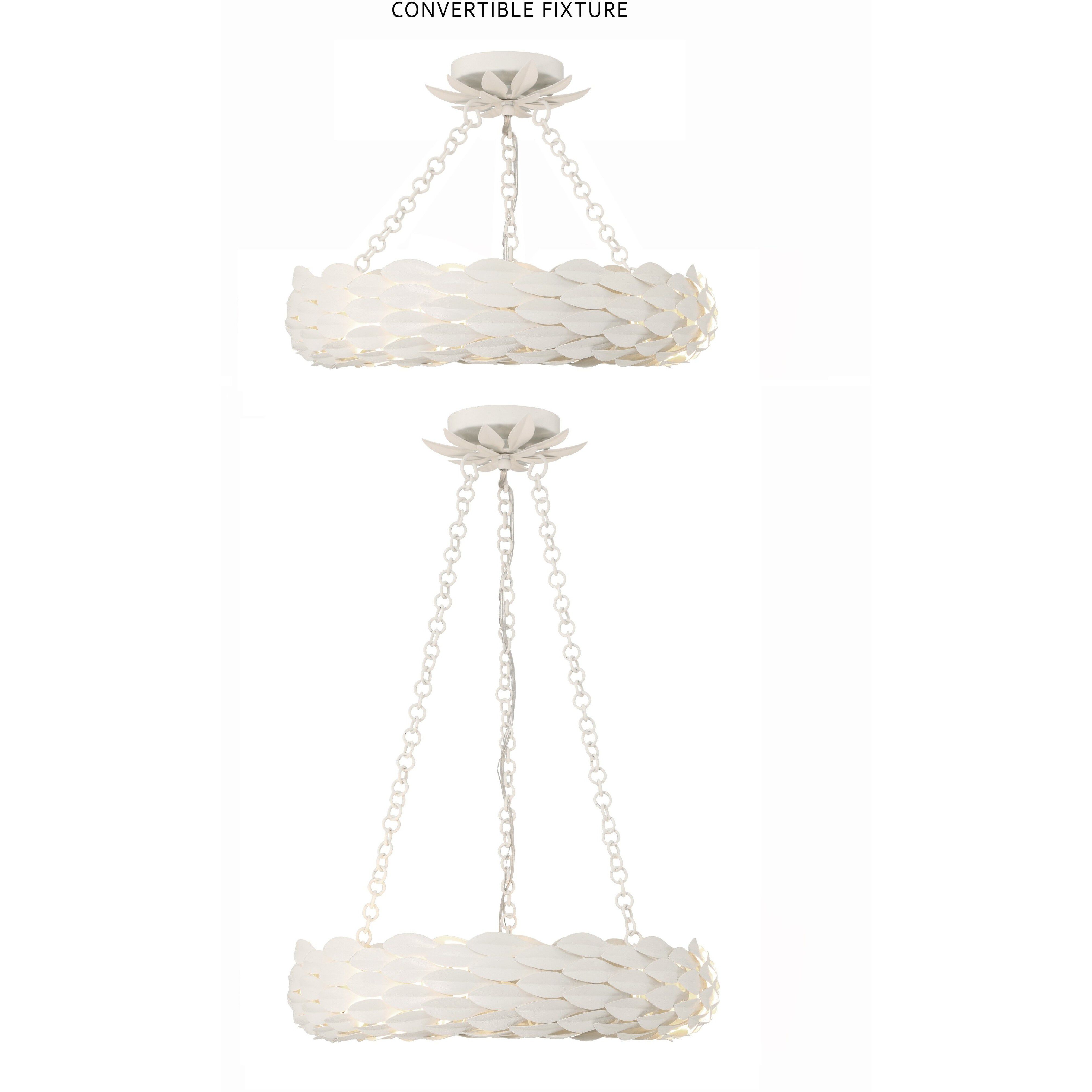 Broche 6 Light 18 inch Matte White Chandelier Ceiling Light
