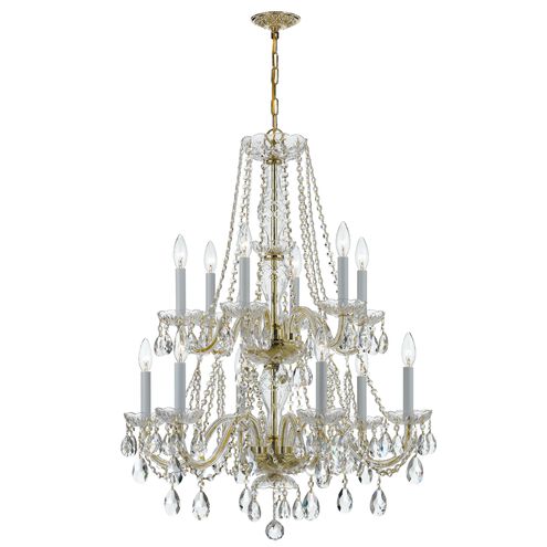 Traditional Crystal 12 Light 26 inch Polished Brass Chandelier Ceiling Light in Clear Spectra