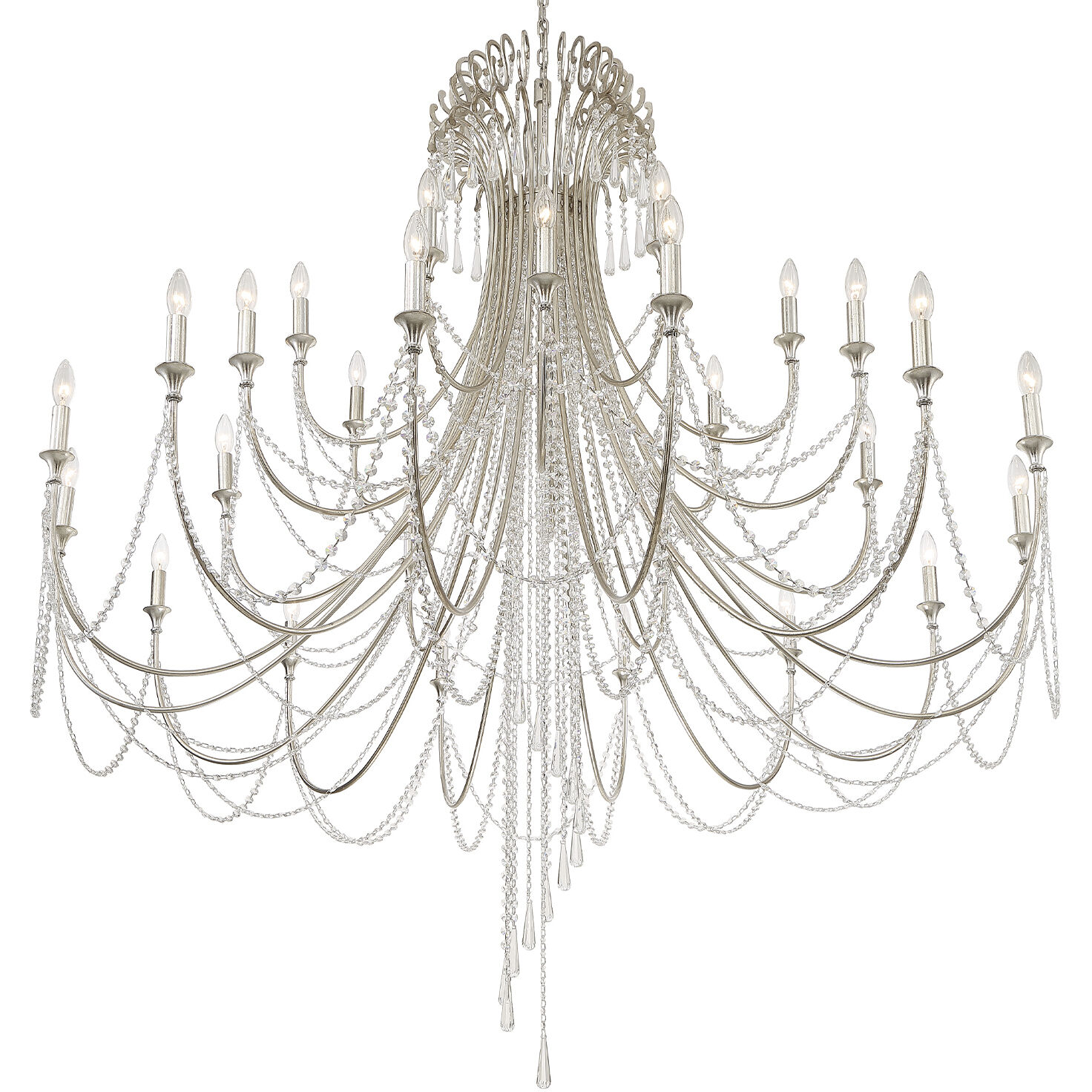 Arcadia 28 Light 61 inch Antique Silver Chandelier Ceiling Light