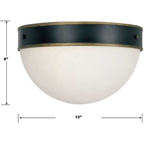 Capsule 2 Light 12 inch Matte Black and Textured Gold Outdoor Flush Mount, Brian Patrick Flynn