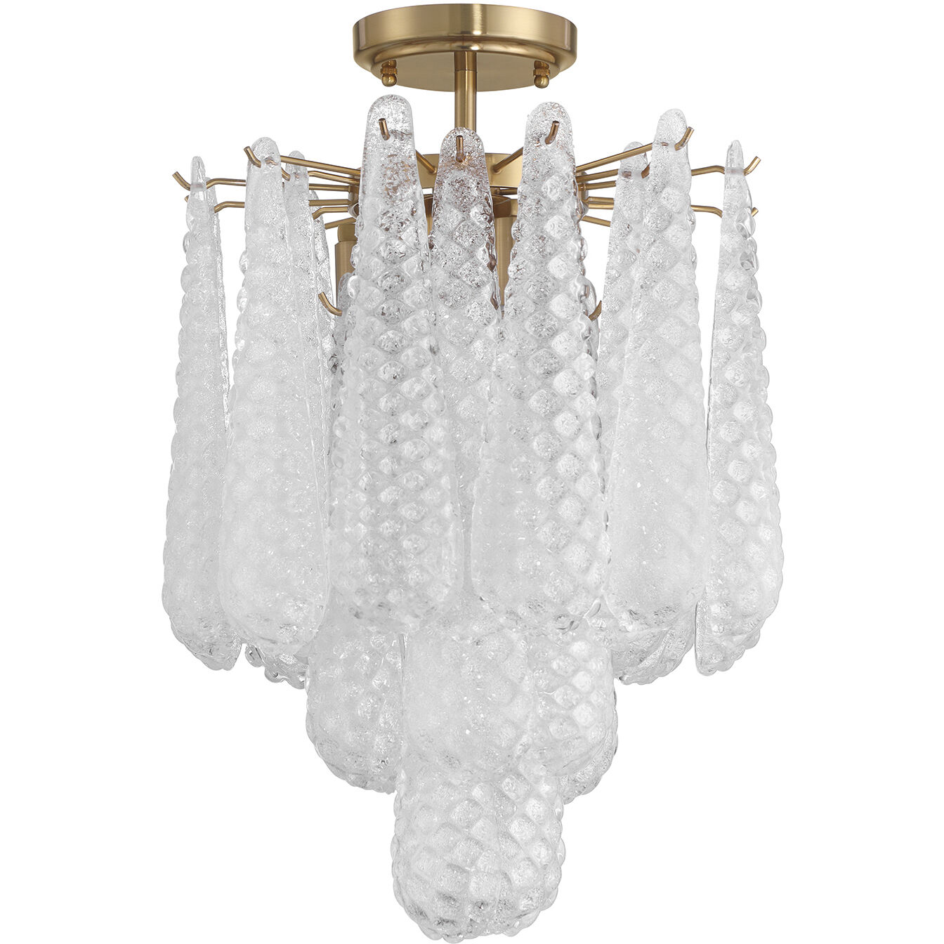 Ollie 4 Light 14.25 inch Aged Brass Semi Flush Ceiling Light in Sand Glass Clear
