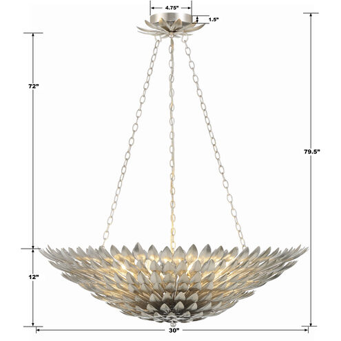 Broche 8 Light 30 inch Antique Silver Chandelier Ceiling Light