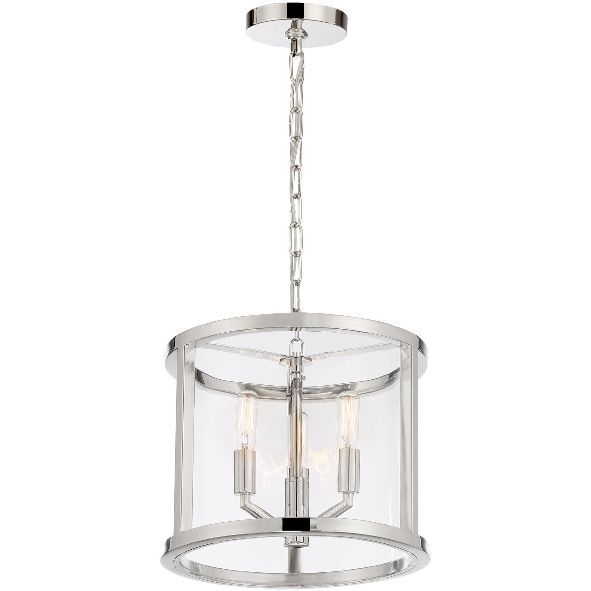 Devon 3 Light 11.75 inch Polished Nickel Lantern Chandelier Ceiling Light