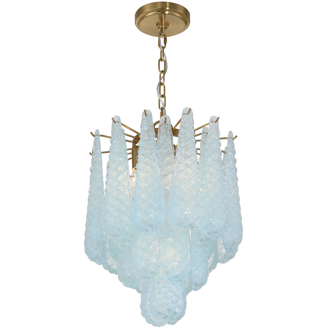 Ollie 4 Light 14.25 inch Aged Brass Pendant Ceiling Light in Sand Glass Blue