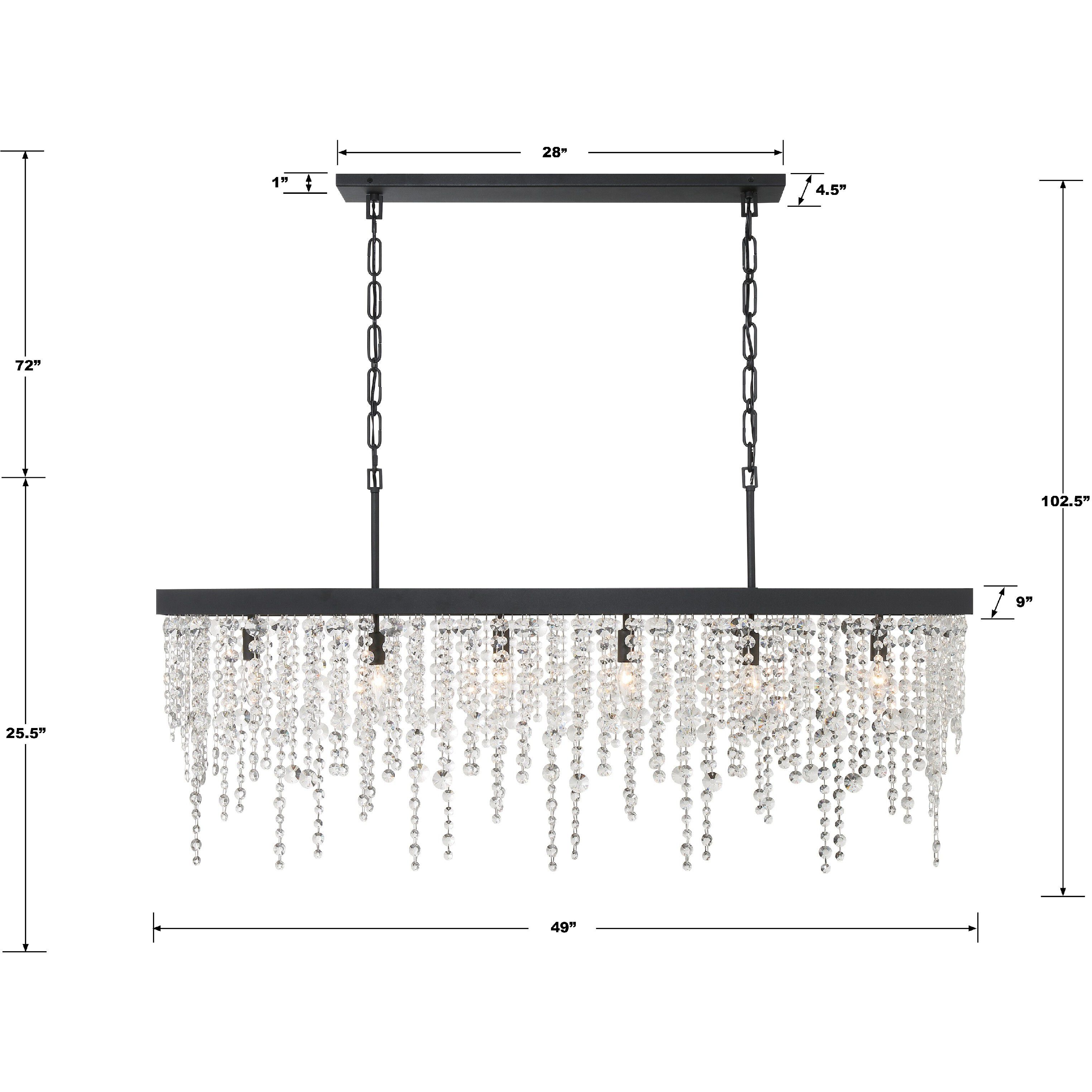 Winham 6 Light 49 inch Black Forged Linear Chandelier Ceiling Light