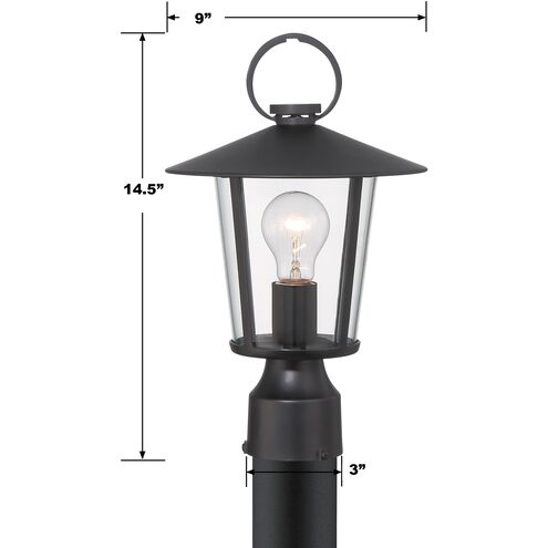 Andover 1 Light 14.5 inch Matte Black Post in Clear