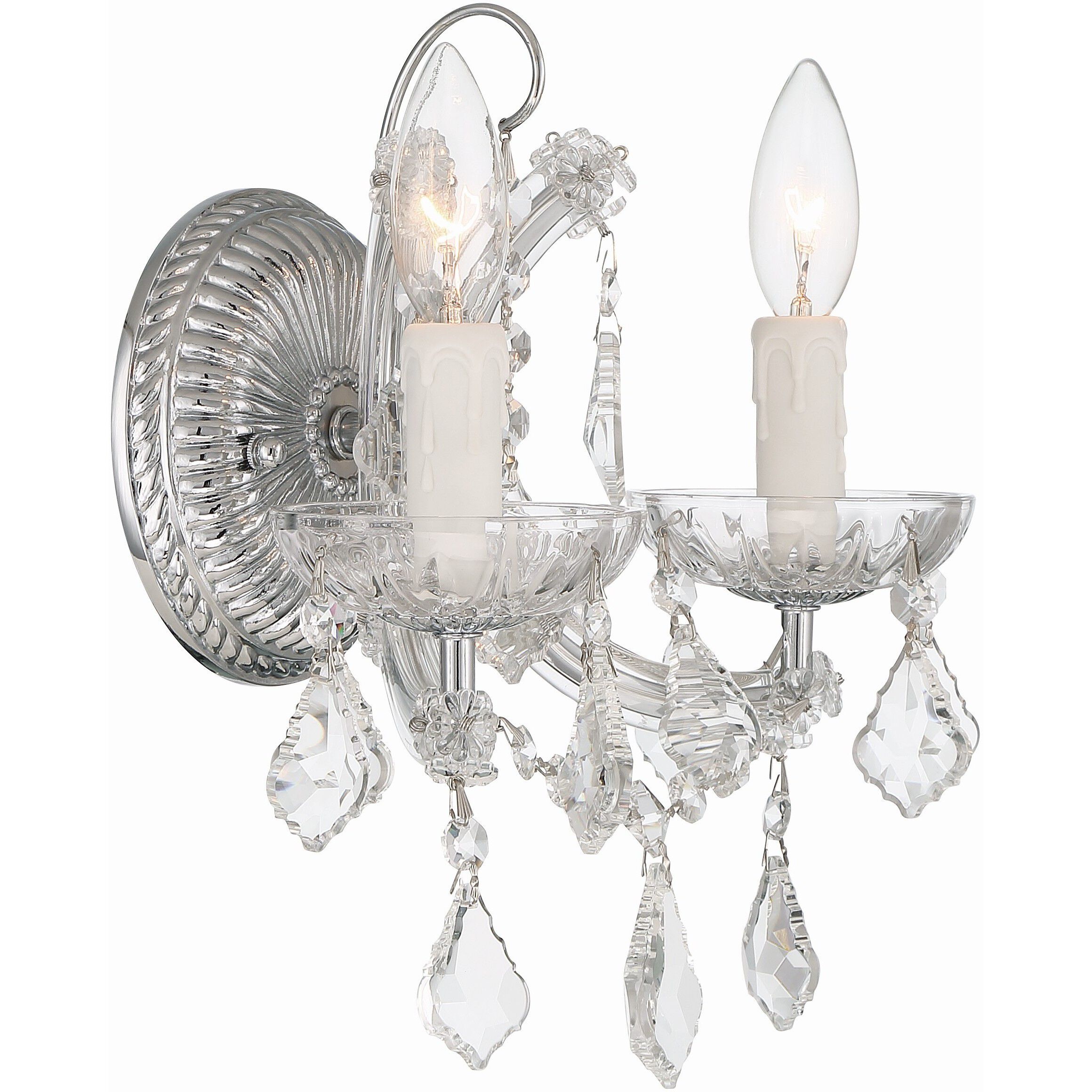 Maria Theresa Sconce Wall Light in Clear Hand Cut, Polished Chrome