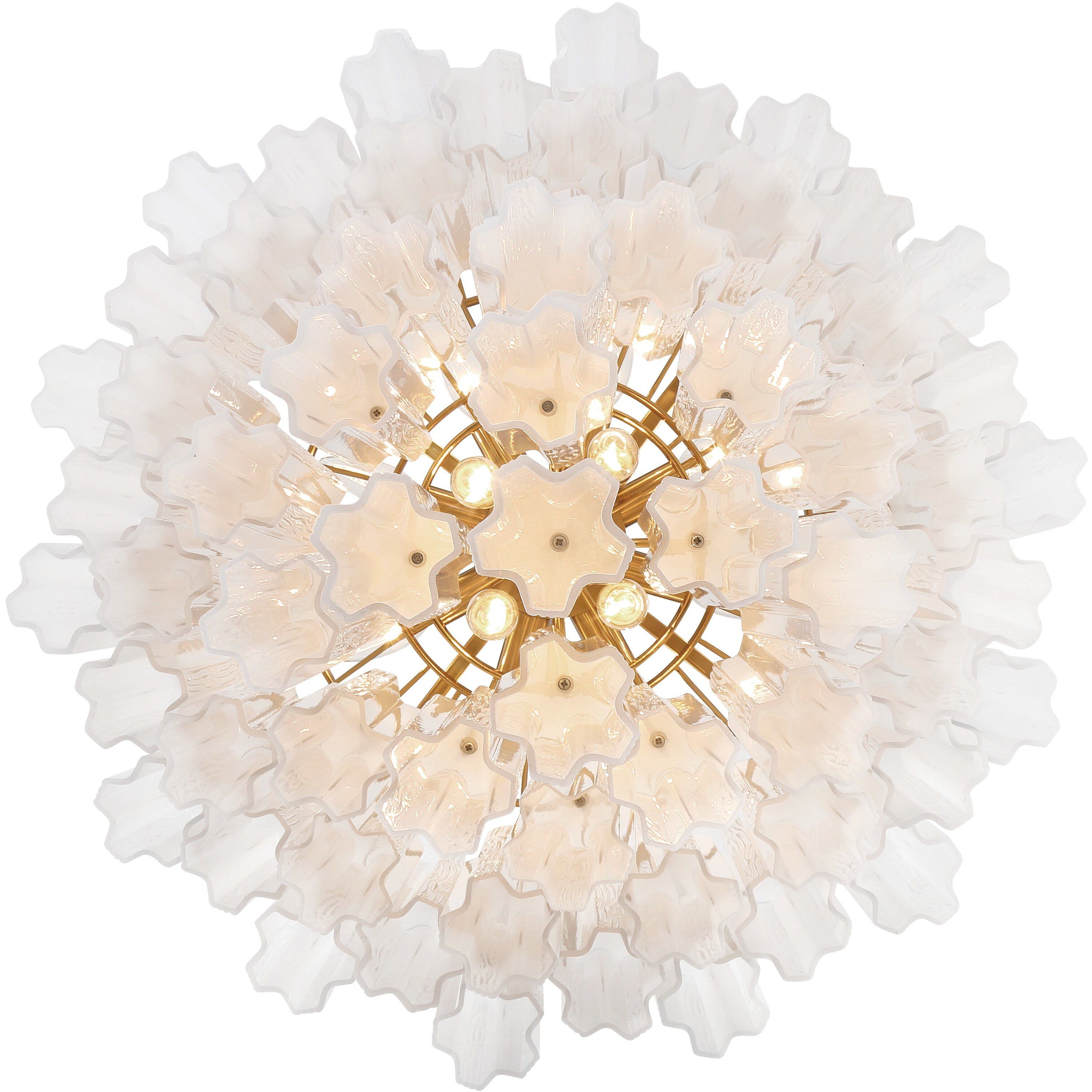 Addis 12 Light 26.75 inch Aged Brass Chandelier Ceiling Light in Tronchi Glass White