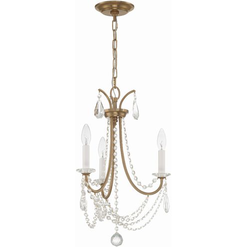 Karrington 3 Light 14 inch Aged Brass Chandelier Ceiling Light