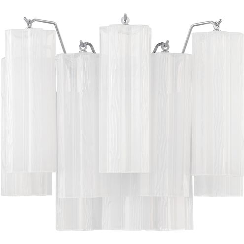 Addis Sconce Wall Light in Polished Chrome, Tronchi Glass White