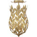 Broche 3 Light 9.5 inch Antique Gold Semi Flush Ceiling Light