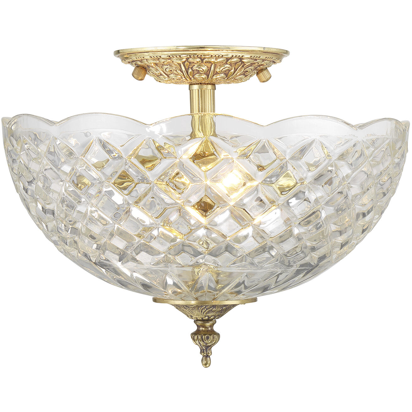 Milton 2 Light 10 inch Olde Brass Semi Flush Ceiling Light