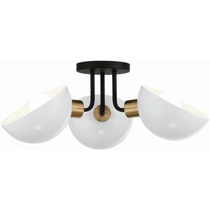 Gigi 3 Light 22.75 inch Black/Aged Brass Semi Flush Ceiling Light