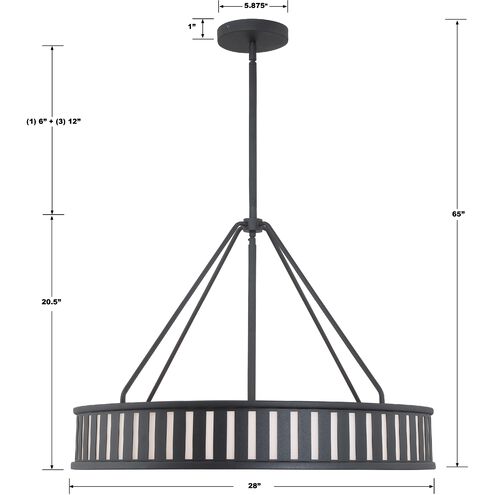 Kendal 6 Light 28 inch Black Forged Chandelier Ceiling Light