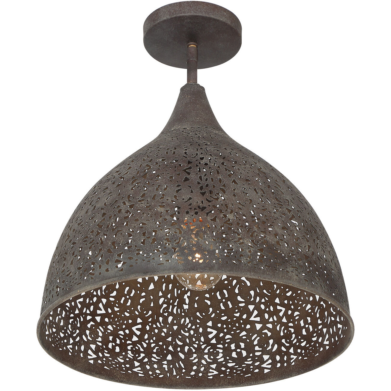 Jasmine 1 Light 14 inch Forged Bronze Semi Flush Ceiling Light