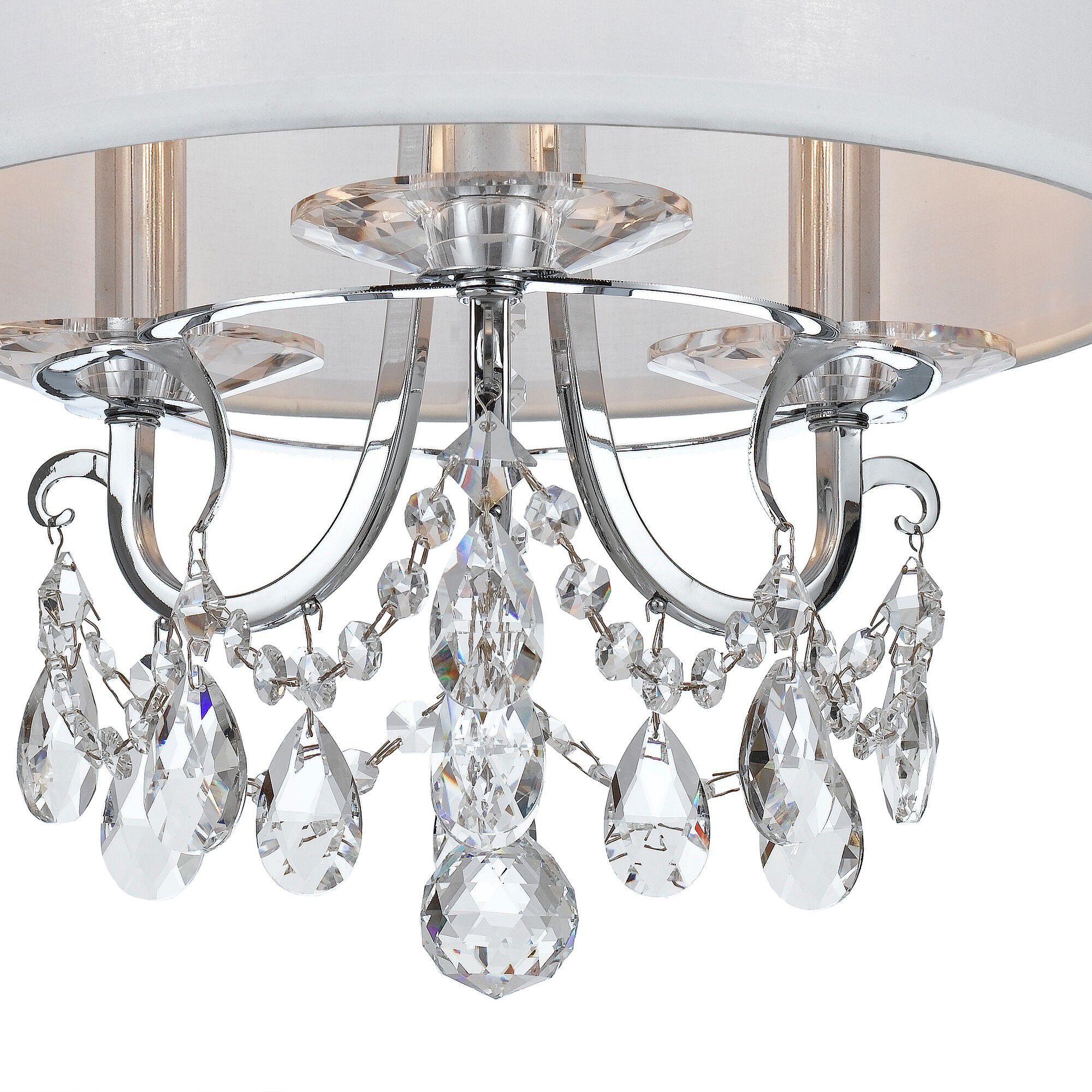 Othello 3 Light 14 inch Polished Chrome Semi Flush Ceiling Light