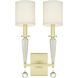 Paxton 2 Light 11.5 inch Aged Brass Sconce Wall Light
