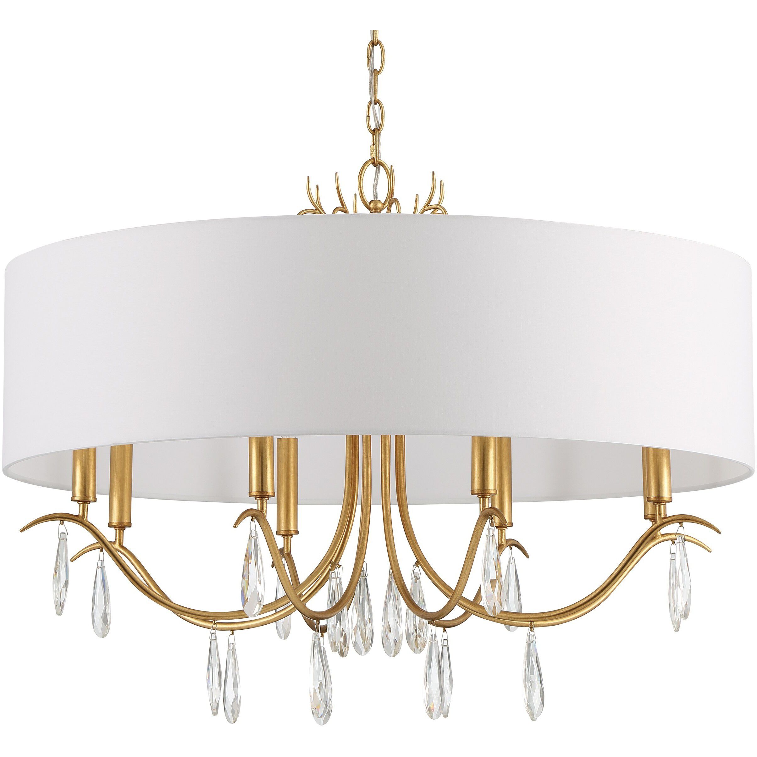 Rollins 8 Light 32 inch Antique Gold Chandelier Ceiling Light