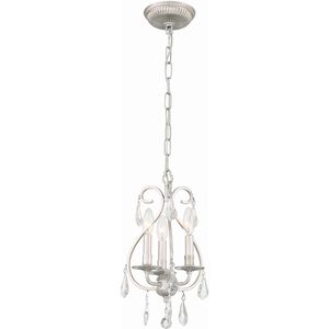 Ashton 3 Light 10 inch Olde Silver Mini Chandelier Ceiling Light in Clear Hand Cut