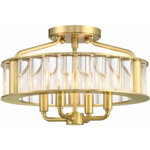 Farris 4 Light 16.5 inch Aged Brass Flush/Semi Flush Ceiling Light