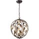Broche 4 Light 16 inch English Bronze and Antique Gold Mini Chandelier Ceiling Light