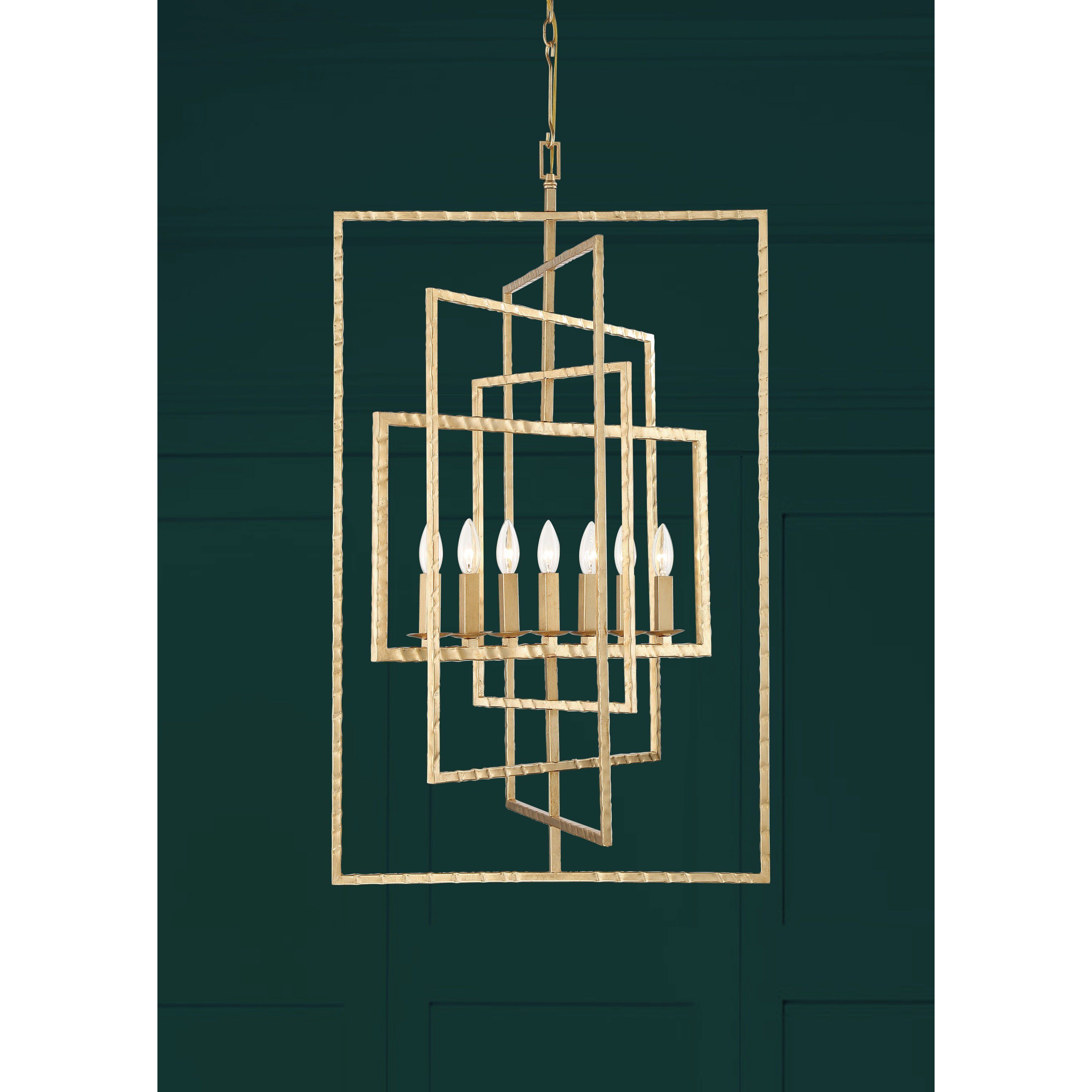 Capri 7 Light 24 inch Antique Gold Lantern Chandelier Ceiling Light