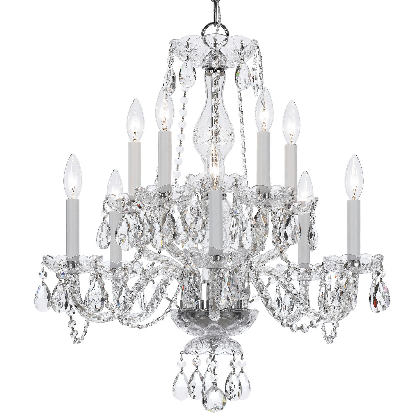 Traditional Crystal 10 Light 23 inch Polished Chrome Chandelier Ceiling Light