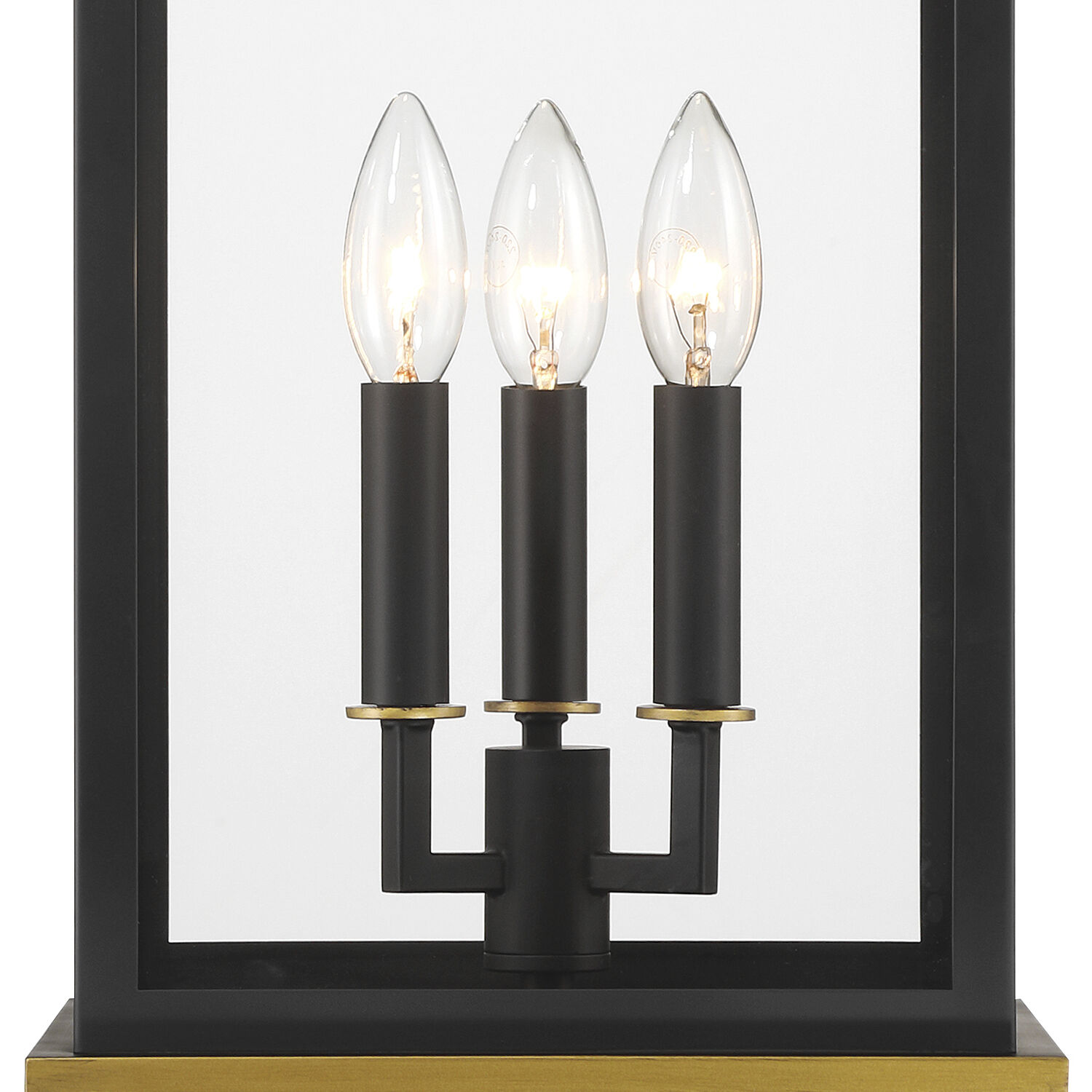 Simpson 3 Light 27.75 inch Matte Black and Textured Gold Outdoor Post