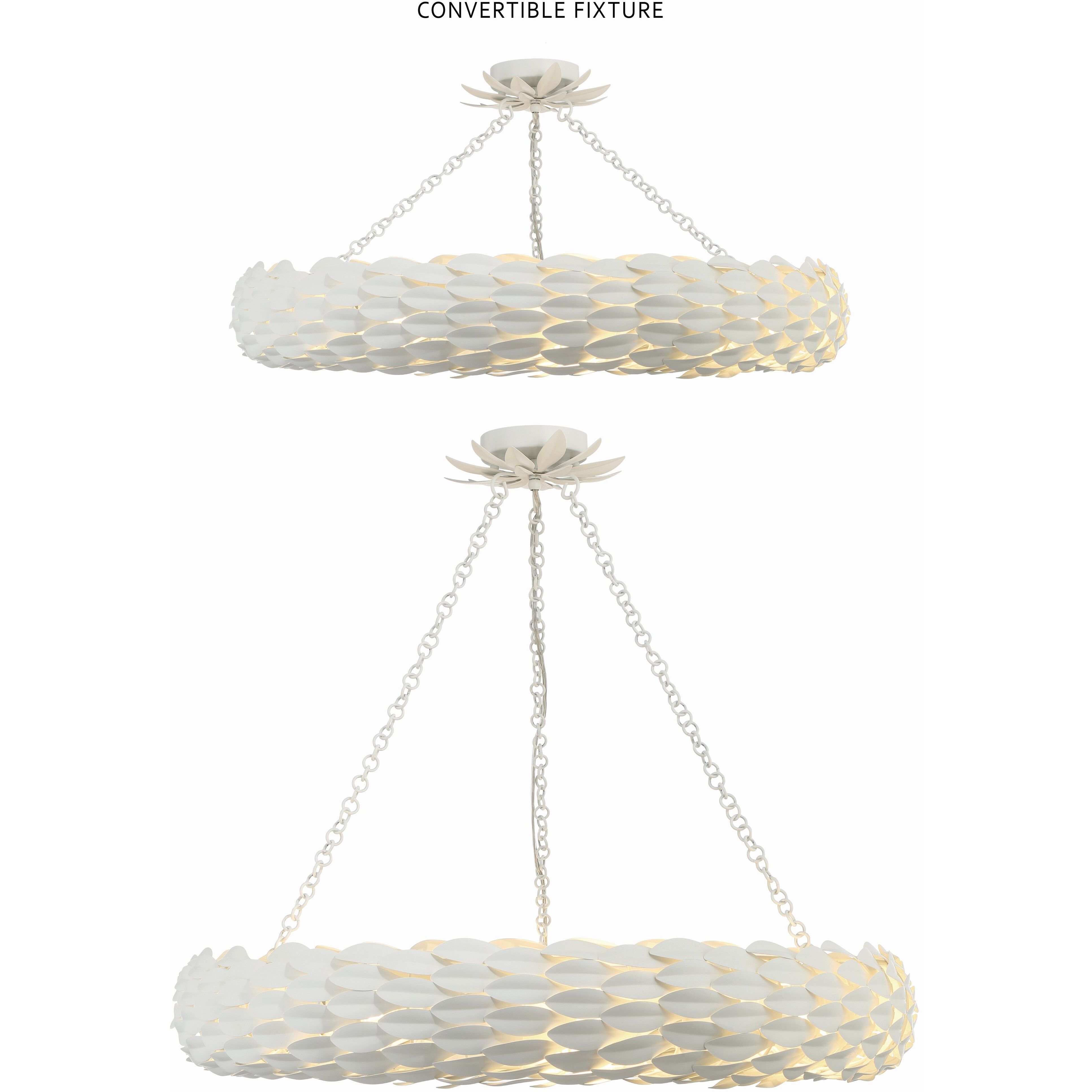 Broche 8 Light 33.5 inch Matte White Chandelier Ceiling Light