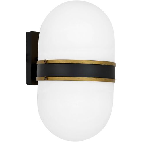 Capsule 2 Light 13.25 inch Matte Black with Textured Gold Outdoor Wall Mount