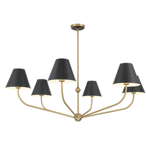 Xavier 6 Light 48 inch Vibrant Gold and Matte Black Chandelier Ceiling Light